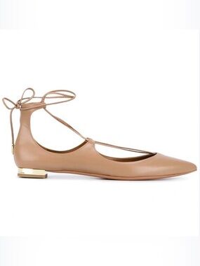 Aquazzura Christy Lace-up Pointed-toe Flat